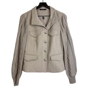 WHBM White House Black Market Sweater Sleeve Jacket Gray - L